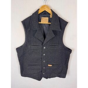 Powder River Outfitters Mens Charcoal Grey Wool Blend Western Vest XL 98-1172